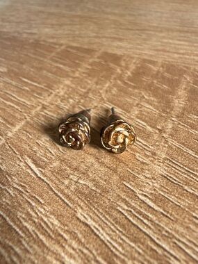 Small Gold Rose Stud Earrings